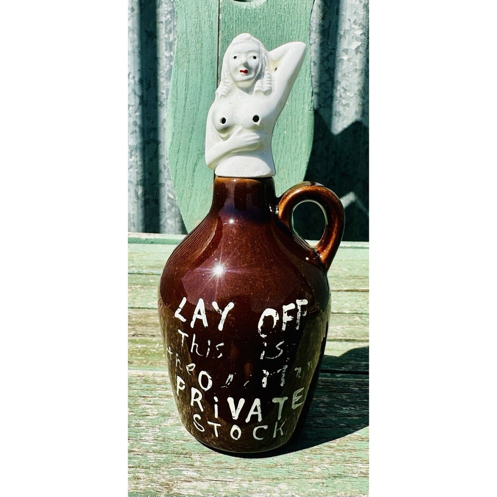 Vintage Mid Century Nude Pin-Up Decanter Jug Pour-Through Stopper Made In Japan